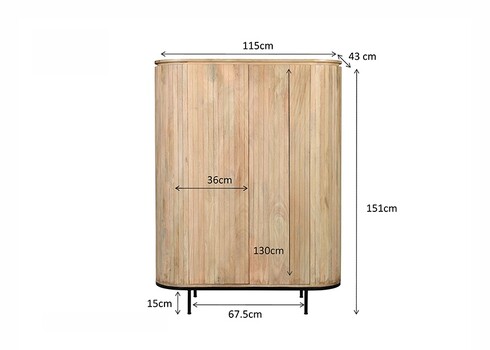 Kapp NOOR helepruun / must, 115x43xH151 cm