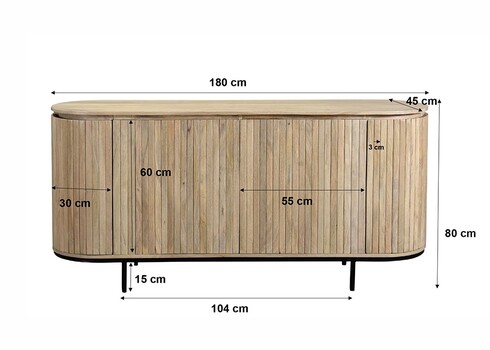 Kummut NOOR hekepruun / must, 170x43xH81 cm