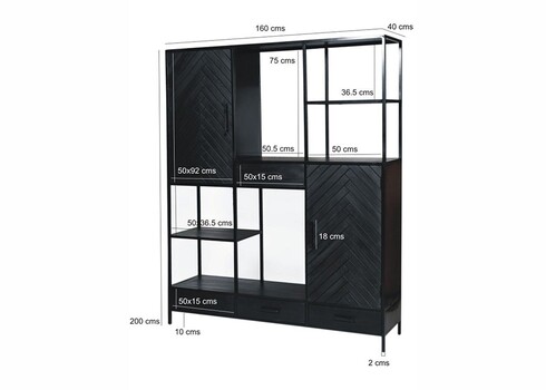 Kapp-riiul YORK must, 160x40xH200 cm