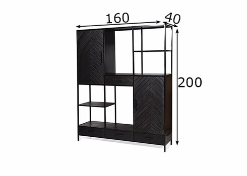 Kapp-riiul YORK must, 160x40xH200 cm