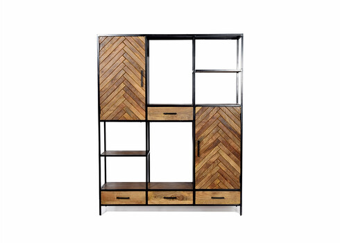 Kapp-riiul BROOKLYN naturaalne puit / must, 160x40xH200 cm