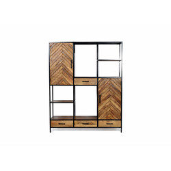 Kapp-riiul BROOKLYN naturaalne puit / must, 160x40xH200 cm