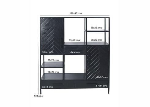 Kapp-riiul YORK must, 120x40xH140 cm