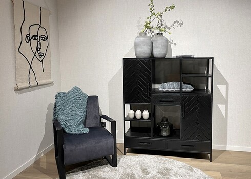 Kapp-riiul YORK must, 120x40xH140 cm