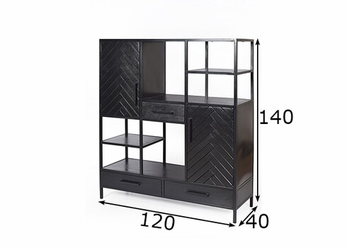 Kapp-riiul YORK must, 120x40xH140 cm