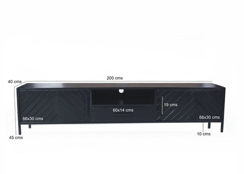 Tv-alus YORK must, 200x40xH45 cm