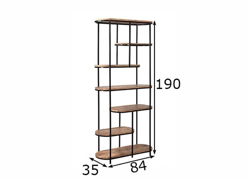 Riiul MILOU naturaalne puit, 84x35xH190 cm
