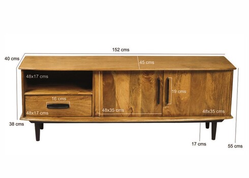 Tv-alus ELIAS naturaalne puit, 152x45xH55 cm