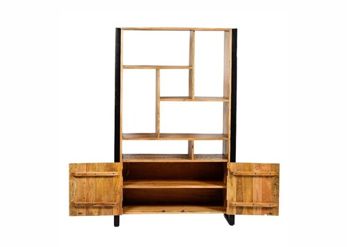 Kapp-riiul NAIROBI naturaalne puit / must, 110x43xH180 cm