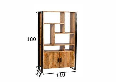 Kapp-riiul NAIROBI naturaalne puit / must, 110x43xH180 cm