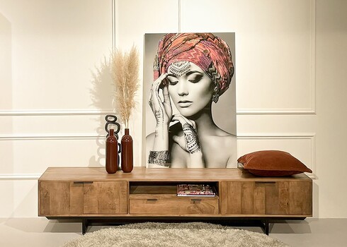 Tv-alus VALDEZ naturaalne puit / must, 220x40xH45 cm