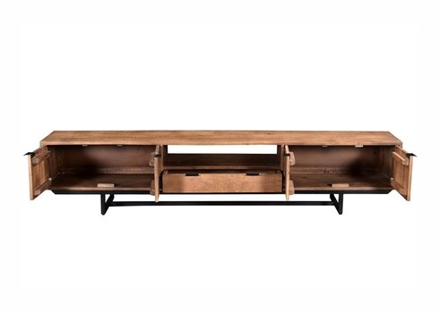 Tv-alus VALDEZ naturaalne puit / must, 220x40xH45 cm