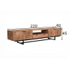 Tv-alus VALDEZ naturaalne puit / must, 220x40xH45 cm