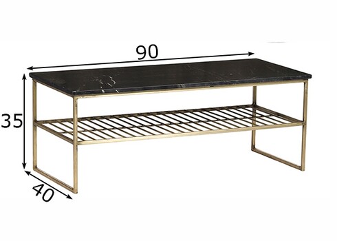 Diivanilaud DIAN must / kuldne, 90x40xH35 cm