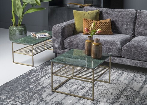 Diivanilaud DIAN roheline / kuldne, 55x55xH40 cm