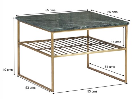 Diivanilaud DIAN roheline / kuldne, 55x55xH40 cm