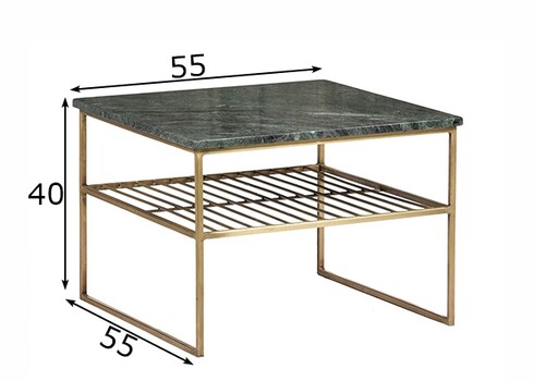 Diivanilaud DIAN roheline / kuldne, 55x55xH40 cm