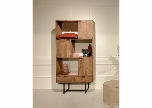 Kapp-riiul VALDEZ naturaalne puit / must, 100x40xH200 cm