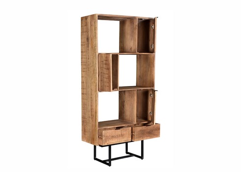 Kapp-riiul VALDEZ naturaalne puit / must, 100x40xH200 cm