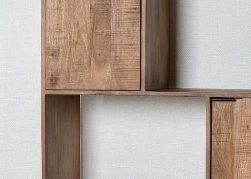 Kapp-riiul VALDEZ naturaalne puit / must, 100x40xH200 cm