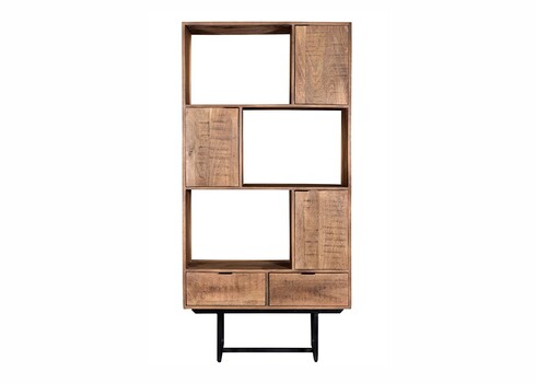 Kapp-riiul VALDEZ naturaalne puit / must, 100x40xH200 cm