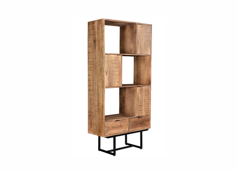 Kapp-riiul VALDEZ naturaalne puit / must, 100x40xH200 cm