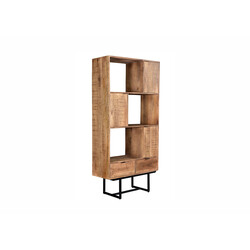 Kapp-riiul VALDEZ naturaalne puit / must, 100x40xH200 cm