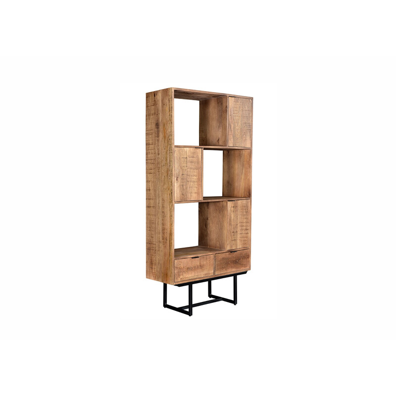 Kapp-riiul VALDEZ naturaalne puit / must, 100x40xH200 cm