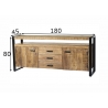 Kummut NAIROBI naturaalne puit / must, 180x45xH80 cm
