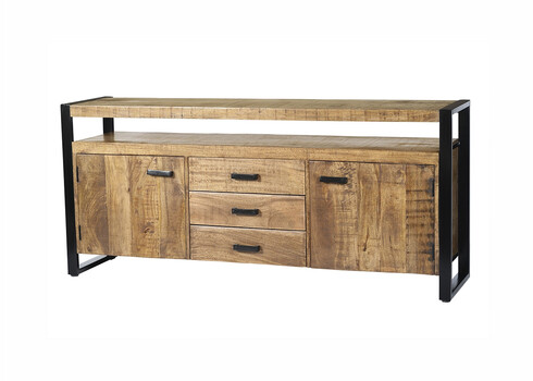 Kummut NAIROBI naturaalne puit / must, 180x45xH80 cm