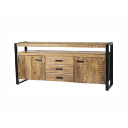 Kummut NAIROBI naturaalne puit / must, 180x45xH80 cm