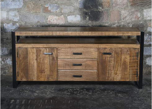 Kummut NAIROBI naturaalne puit / must, 180x45xH80 cm