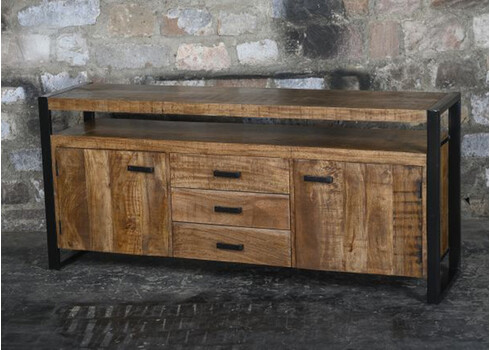 Kummut NAIROBI naturaalne puit / must, 180x45xH80 cm