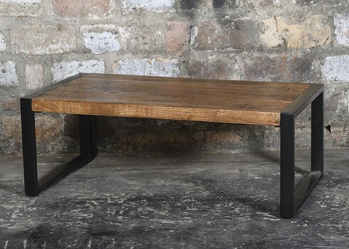 Diivanilaud NAIROBI naturaalne puit / must, 110x60xH45 cm