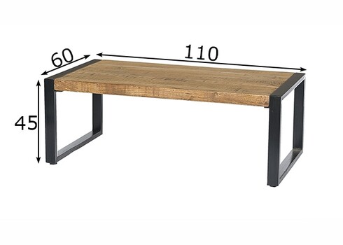 Diivanilaud NAIROBI naturaalne puit / must, 110x60xH45 cm