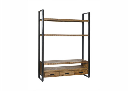 Tv-alus NAIROBI naturaalne puit / must, 150x45xH200 cm