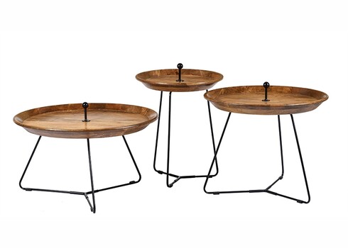 Diivanilaud NANCY naturaalne puit / must, 70x70xH40 cm