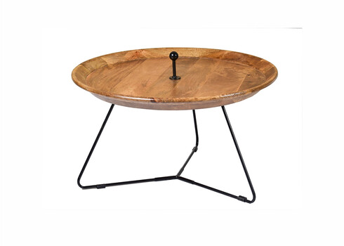 Diivanilaud NANCY naturaalne puit / must, 70x70xH40 cm