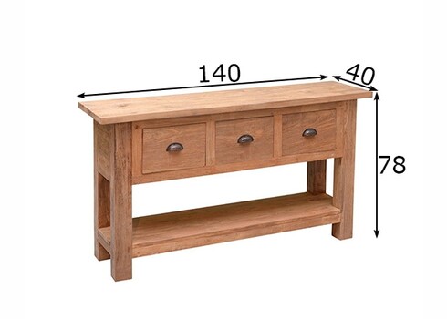 Konsoollaud EVOY naturaalne puit, 140x40xH78 cm