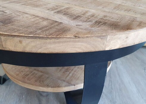 Diivanilaud MARK naturaalne puit / must, 65x65xH33 cm