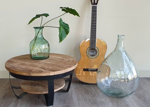 Diivanilaud MARK naturaalne puit / must, 65x65xH33 cm