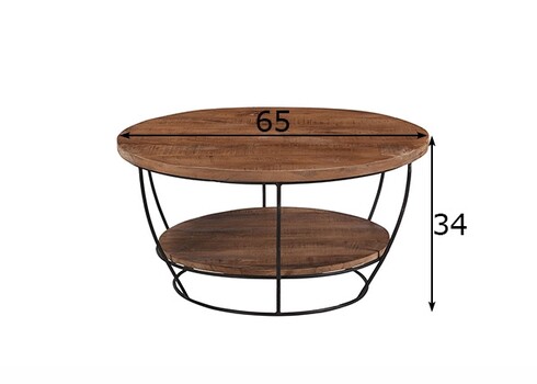 Diivanilaud EVAN naturaalne puit / must, 65x65xH34 cm