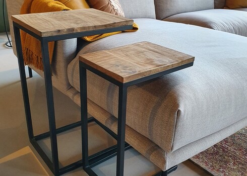 Diivanilaudade komplekt JORDY naturaalne / must, 2 tk