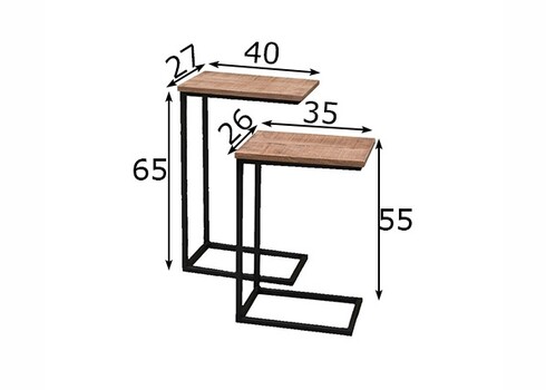 Diivanilaudade komplekt JORDY naturaalne / must, 2 tk