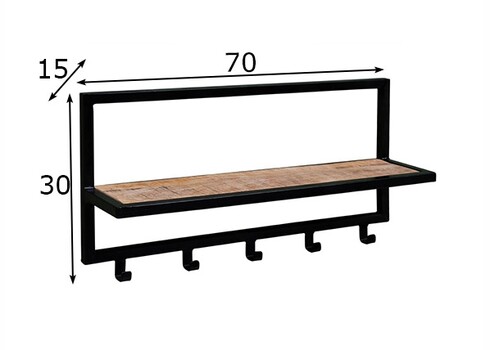 Nagi BONO naturaalne puit / must, 70x15xH30 cm