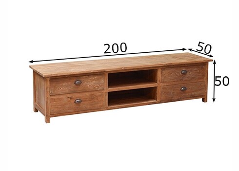 Tv-alus DAISY naturaalne puit, 200x50xH50 cm