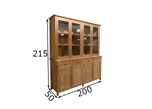 Puhvetkapp DAISY naturaalne puit, 200x50xH215 cm