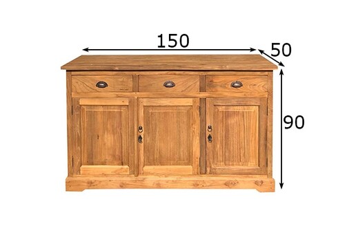 Kummut BRUSSEL naturaalne puit, 150x50xH90 cm