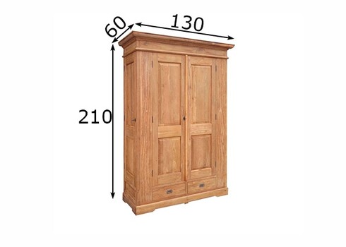 Kapp WILLEM naturaalne puit, 130x60xH210 cm