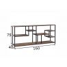 Riiul FLOW naturaalne puit / must, 160x40xH75 cm